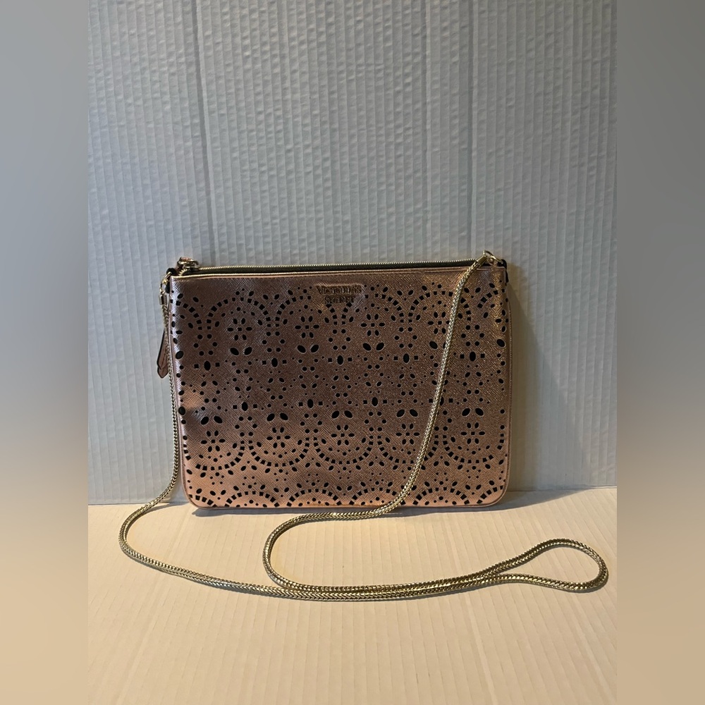 Victoria’s Secret Elegant Rose Gold Laser-Cut Crossbody Bag